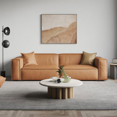 Orange Genuine Leather Modular Sofa cushion couch