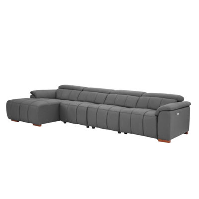Canapé inclinable Wall-Hugger en cuir véritable à commande électrique en forme de L, siège de salon, sièges de cinéma avec port USB, canapé avec appui-tête et repose-pieds pour le salon, appartement