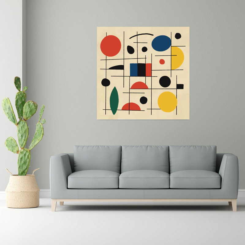 Art contemporain abstrait géométrique, 48" H x 48" W