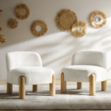 Holmgren 28"W Modern Boucle Accent Chair With Solid Wood Legs(Set Of 2)