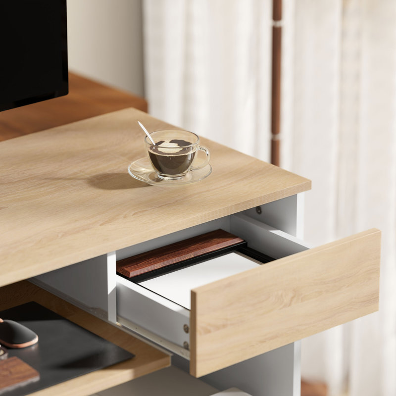 Writing Desk, White, Oak