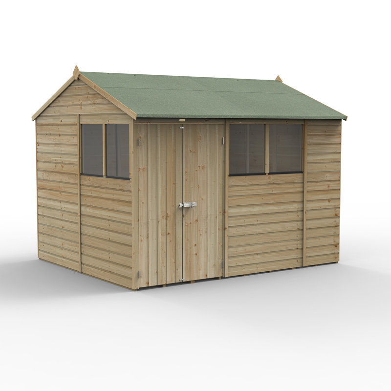 Becwood 9 ft. 12 in. W x 7 ft. 8 in. D Solid Wood Garden Shed