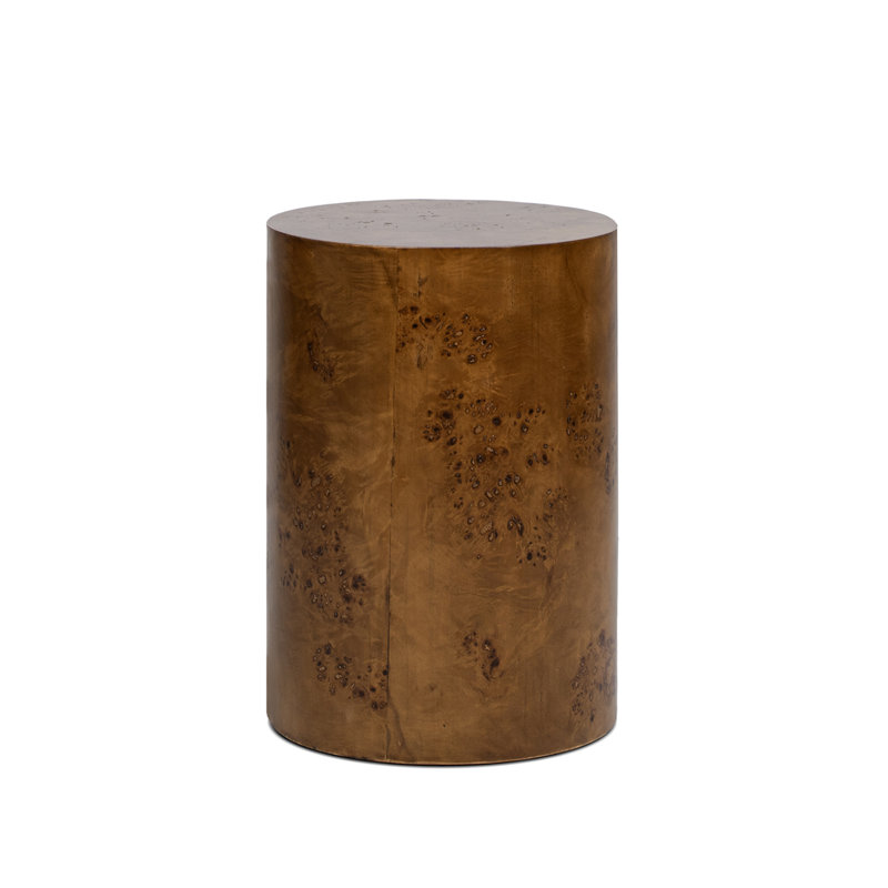 Gessel Burl Accent Pillar Side Table, 22" H x 15" W x 15" D