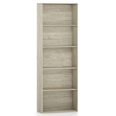 Bibliothèque 67 po à 5 tablettes en bois multifonction pour bureau personnel, brun