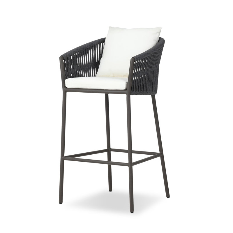 Porto Patio Bar Stool, 31.1", Black, Arashi Salt
