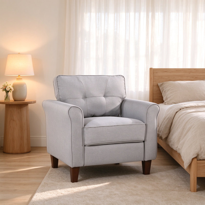 Fauteuil d'appoint rembourré pour petits espaces, capitonné et gris clair clair, Gris clair