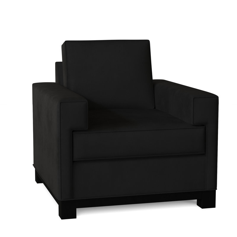 Fauteuil de 38 po de largeur Grace, Souple, Velours noir, Naturel