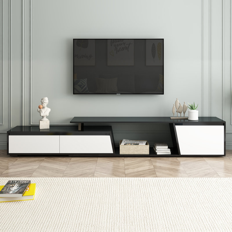 Modern, Minimalist Rectangle Extendable TV Stand Up To 100'', Black