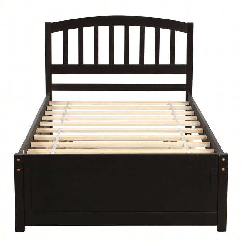 Artra Platform Bed with Headboard, Twin, Espresso, Trundle