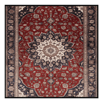 Machine Washable Persian Black Area Rug
