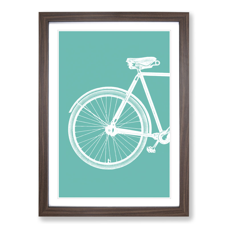 Bicycle No.1 Teal - Picture Frame Graphic Art, Walnut, 65cm H x 48cm W x 2cm D