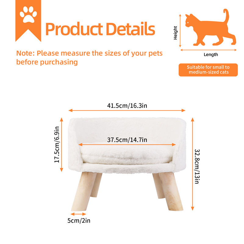 Kaela Round Pet Sofa, 38.2cm H x 41.5cm W x 41.5cm D