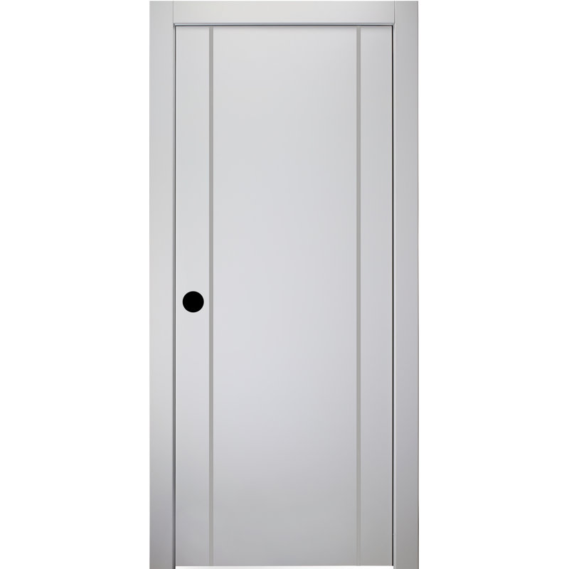 Stella 32" Snow White Composite Prehung Interior Door with Satin Nickel Hinges