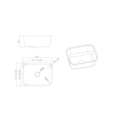 Undermount Standard Radius 23"x18" Kitchen Sink Single Bowl 18 Gauge