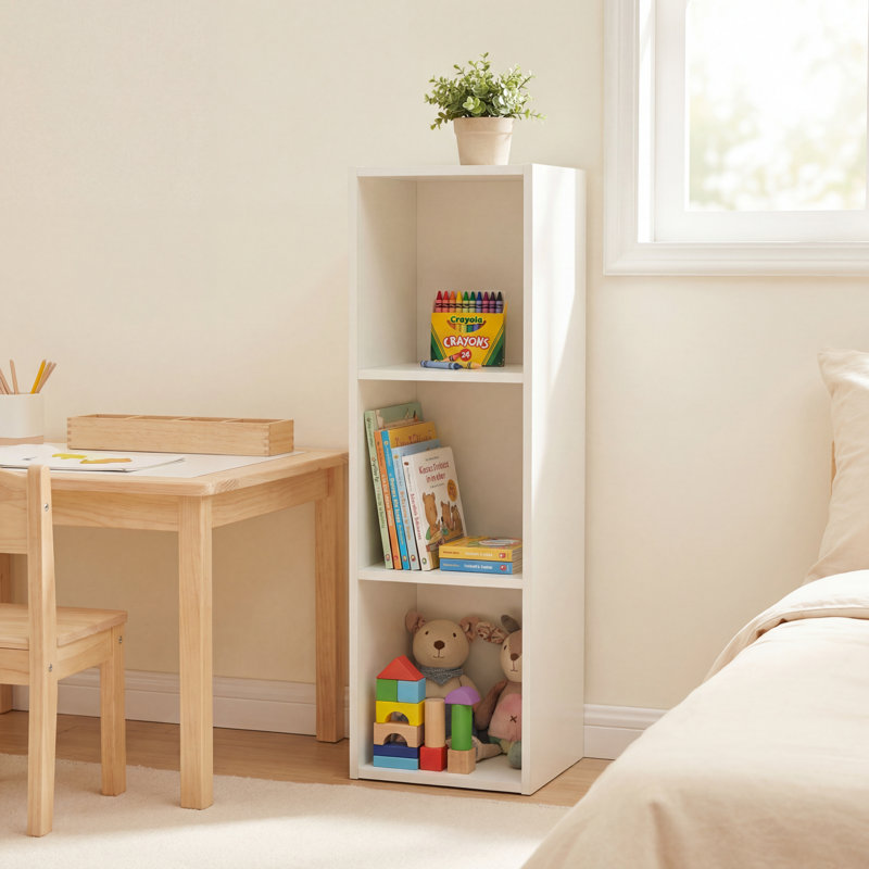 Bibliothèque à 3 niveaux Bomeda, blanc, (3 tablettes) H 31,5 po x l 9,61 po x P 9,37 po, Blanc
