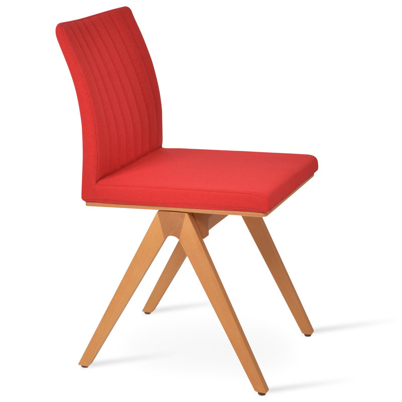Chaise Zeyno Fino, Rouge, Bois naturel
