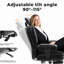 Chaise de bureau confortable avec dossier haut, soutien lombaire et siège en mousse à mémoire de forme pour utilisation à long terme, réglable par ordinateur noir, double couche, repose-pieds rétractable