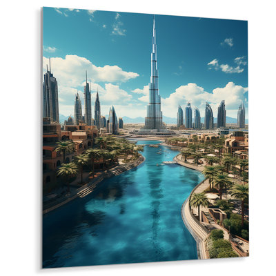 Décoration murale en métal «Cityscapes» de la ville de Dubaï