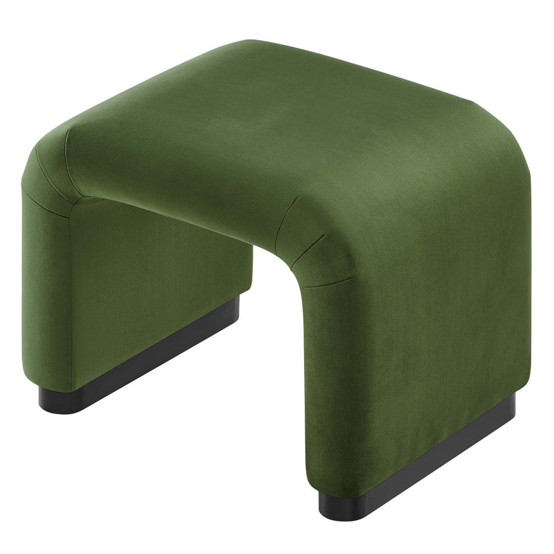 Modway Koda Solid Wood Accent Stool, Moss Green/Black