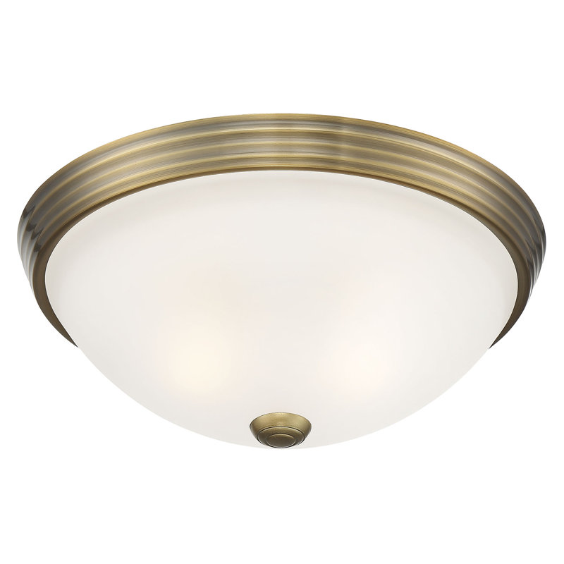 Breanna 2-Light Flush Mount in Warm Brass, 5" H x 13" W x 13" D, Warm Brass