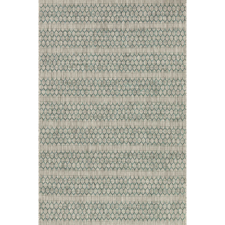 Jimmu Gray/Teal Indoor/Outdoor Area Rug