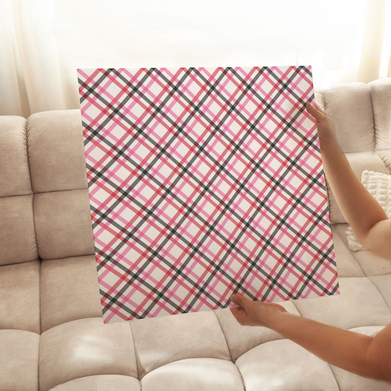 Abstract Pink Plaid Pattern Modern Unframed Art Print