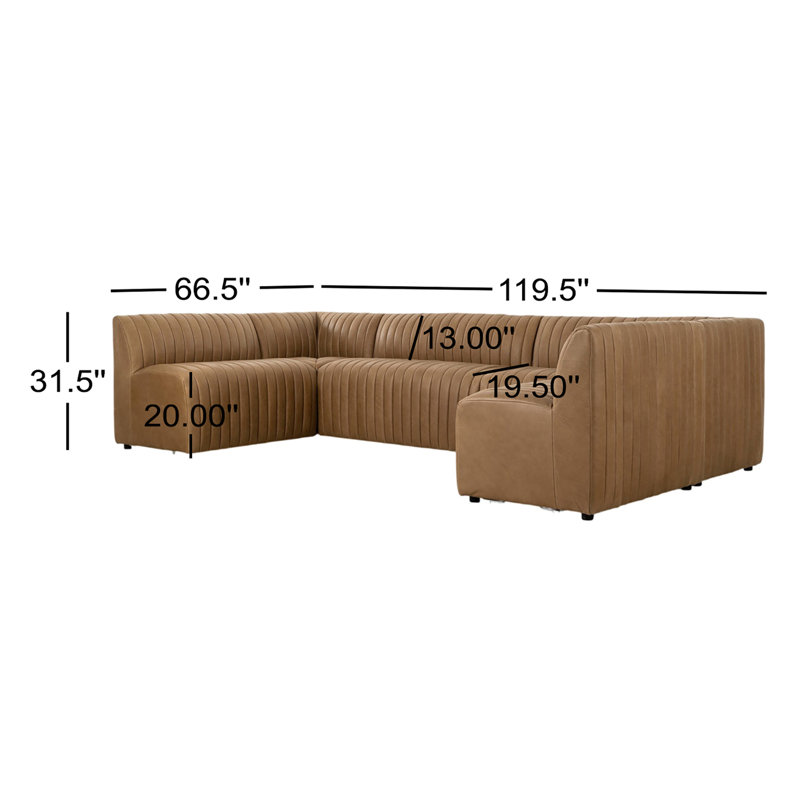 Augustine Dining Banquette U Shape -Palermo Drift, 31.5" H x 119.5" W x 66.5" D