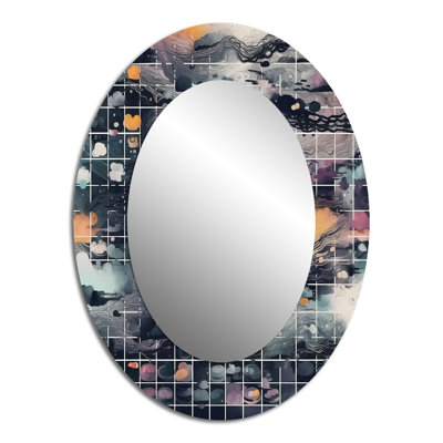 Blue And Orange Vibrant Paradoxes III - Blue Oval Wall Mirror Decor