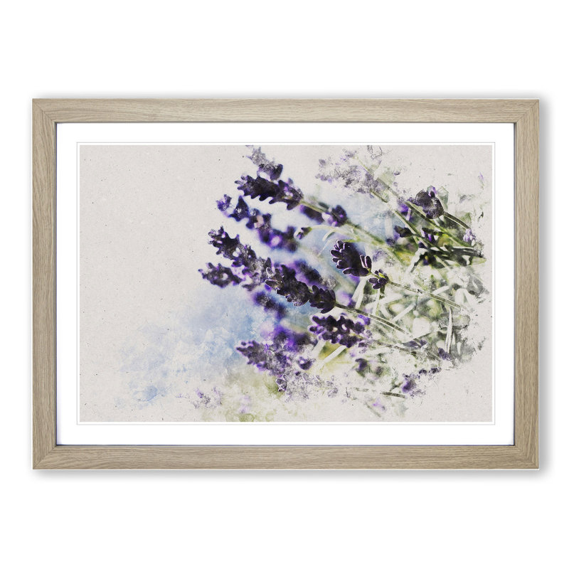 Lavender Vol.2 - Picture Frame Graphic Art, Oak Framed, 27cm H x 36cm W x 2cm D