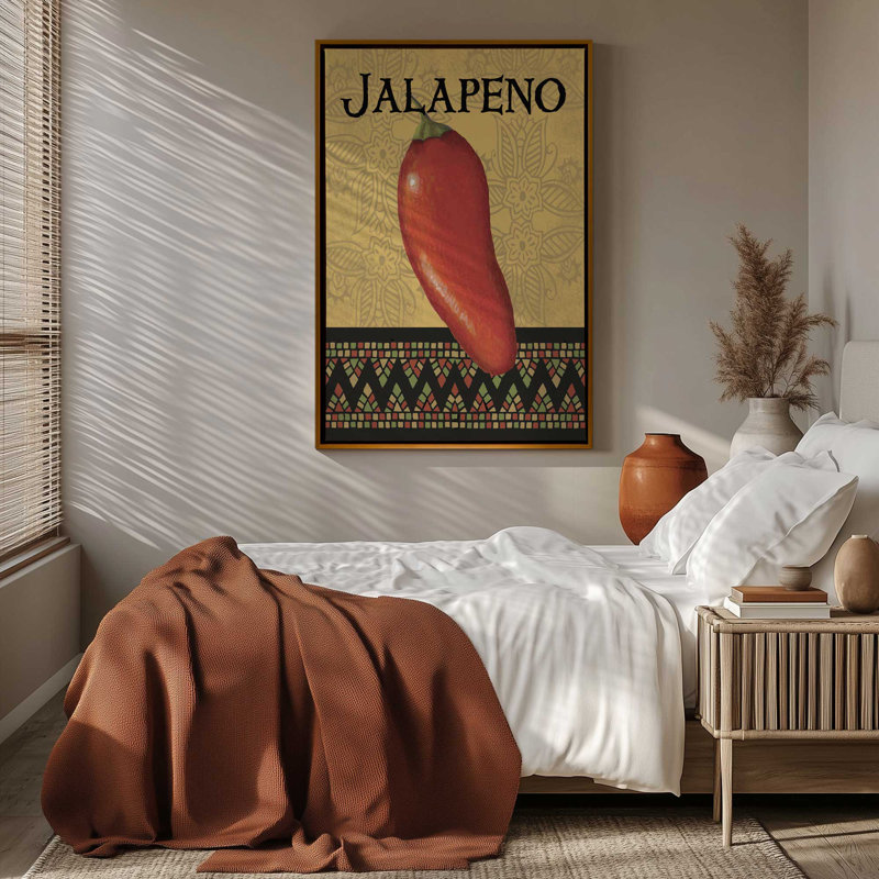 Jalapeno avec une touche de style populaire, H 12,75 po x l 8,75 po, Impression dans un cadre flottant sans passe-parto