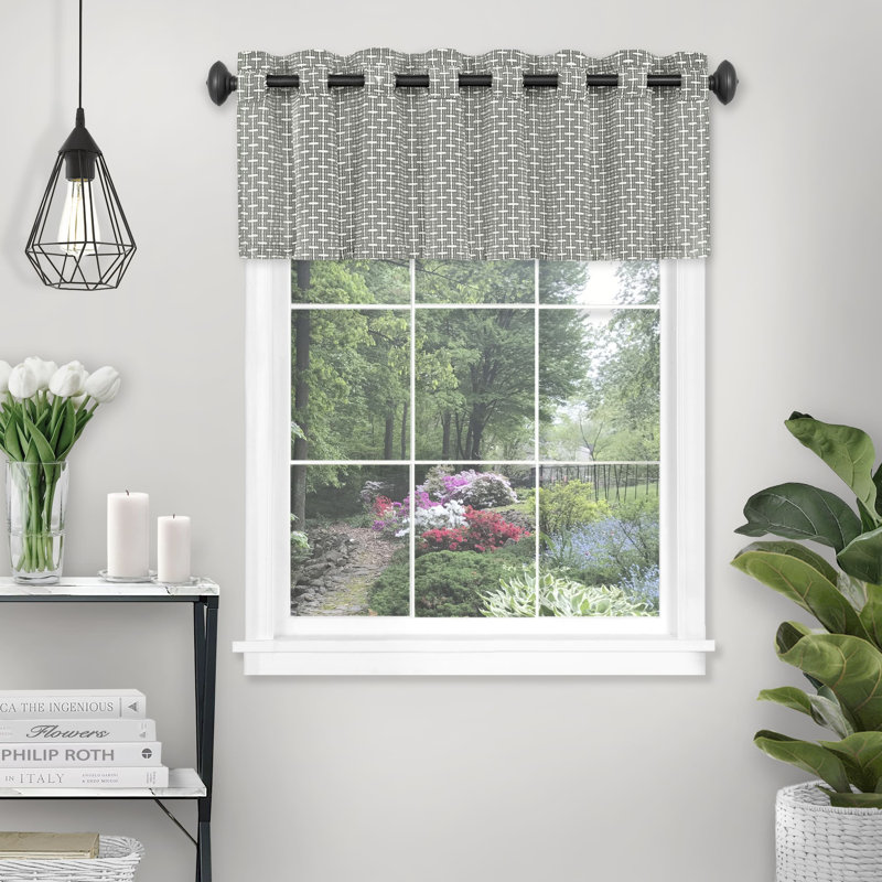 Marynell No Pattern And Not Solid Color Ruffled Window Valance, Gray