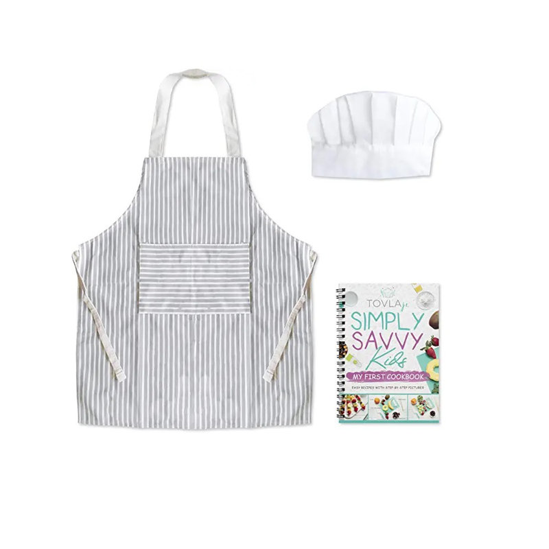 Ensemble de livre de recettes pour enfants, tablier de cuisine et chapeau Tovla Jr.