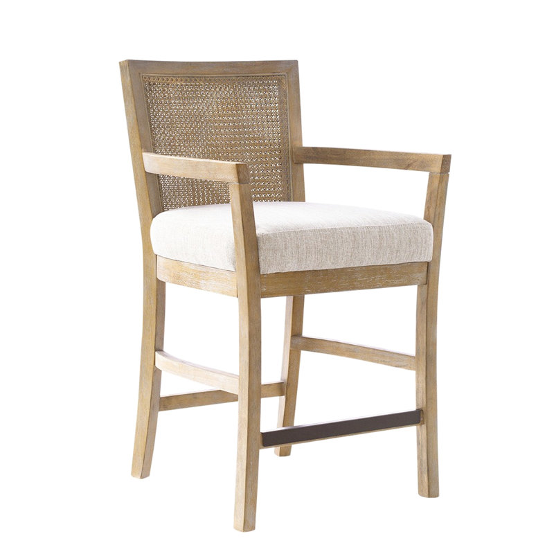 Fauteuil à dossier en bois de canne massif avec finition récupérée et rembourrage doux