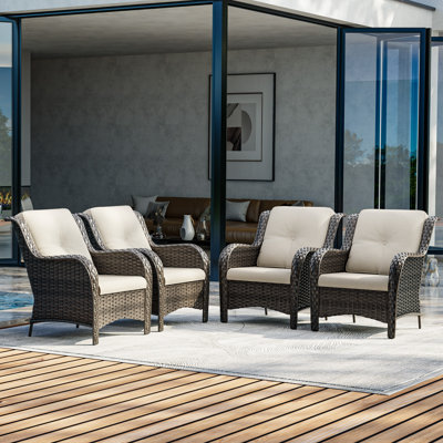 Nellie Wicker 4 - Person Patio Conversation Set with Cushions