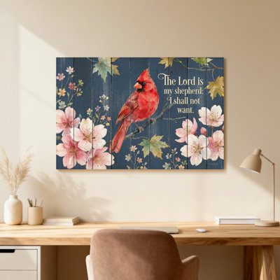Art floral sur bois Cardinal Bird
