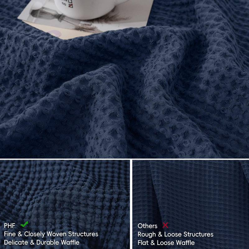 PHF 100% Cotton Waffle Weave Pillow Cover, 2 Pack Elegant Home Decorative Square Throw Pillow Covers for Bed Couch Sofa