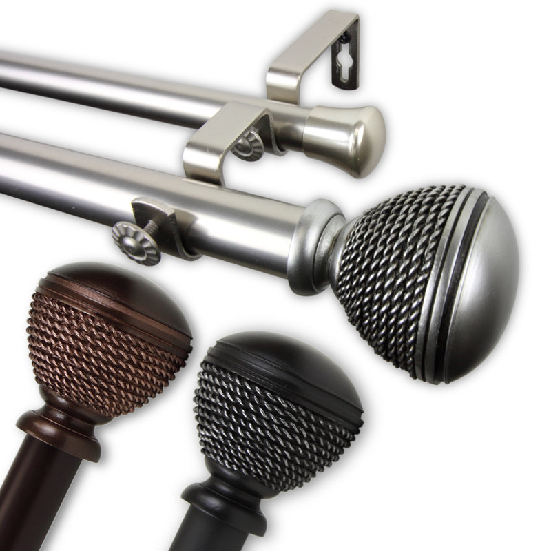 Camina Adjustable Double Curtain Rod, 48" - 84", Bronze