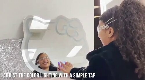 Impressions Miroir mural Hello Kitty avec Wi-Fi, Miroir de courtoisie de  maquillage sensible au toucher intelligent avec contrôleur d'application et