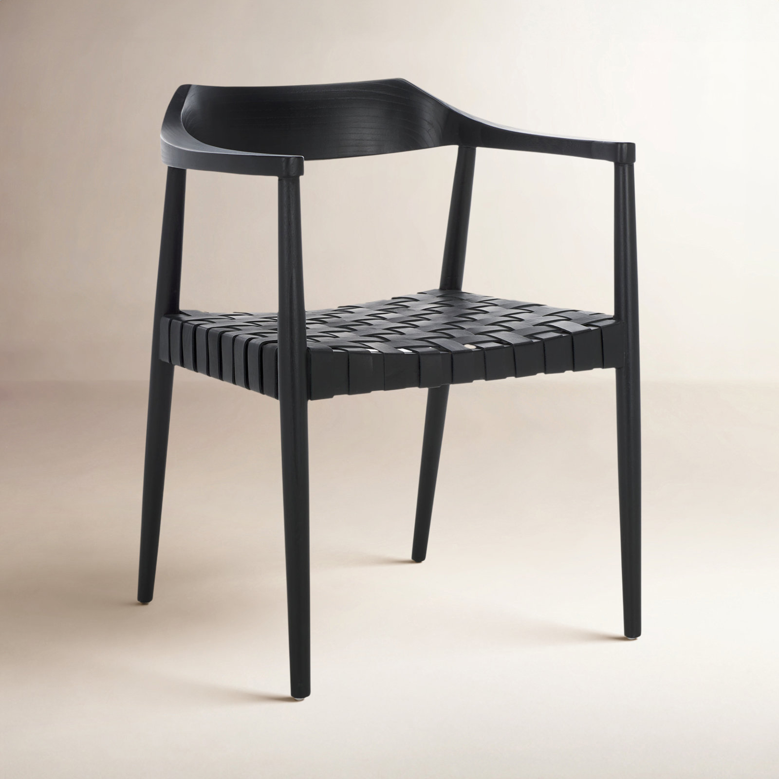 Noreen Accent Chair, Black Genuine Leather, Black