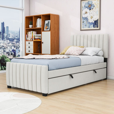 Lit tapissier élégant en velours avec lit gigogne simple
