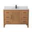 Meuble-lavabo autoportant Tennant Brand de style moderne du milieu du siècle, 48 pouces, couleur chêne brun chaud, lavabo simple, comptoir en quartz blanc, entièrement assemblé