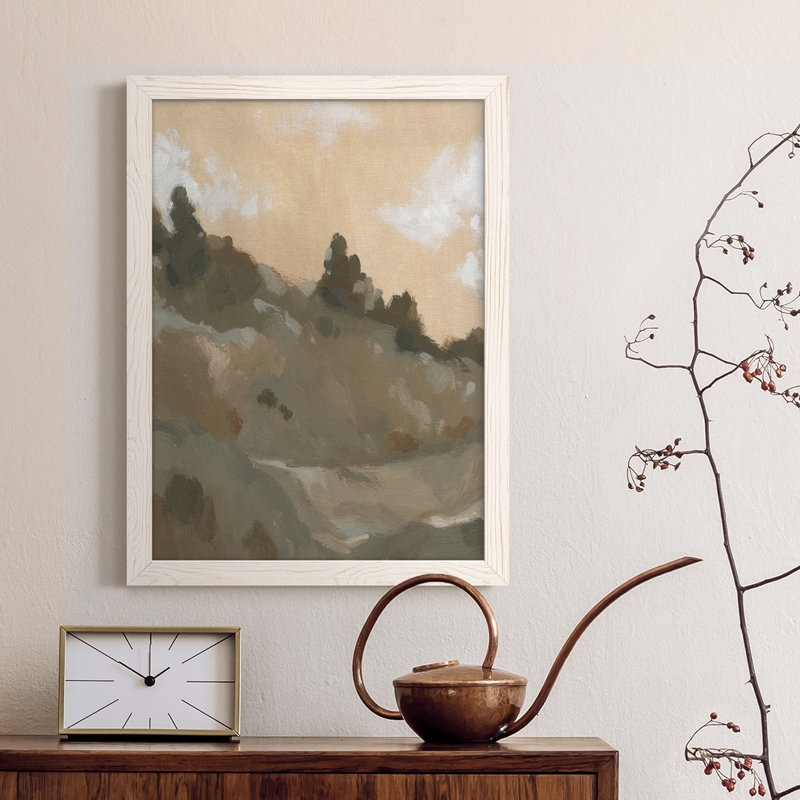 Hillside Walking Path II - peinture sur toile encadrée, H 44 po x l 31 po x P 1 po, Blanc, Blanc
