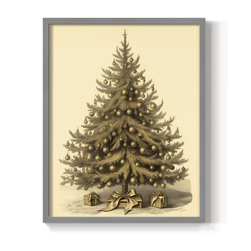 «Christmas Holiday Art CDL XXXII», reproduction d'art encadrée - bois massif, H 11 po x l 9 po, Gris