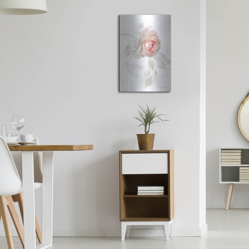 Art mural en métal Lark Manor ™ «Gentle Rose 1» par Danhui Nai