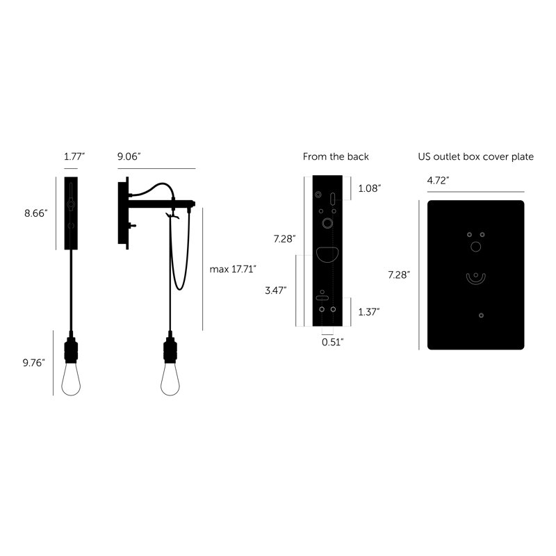 1 - Light Armed Sconce, Brass/Graphite
