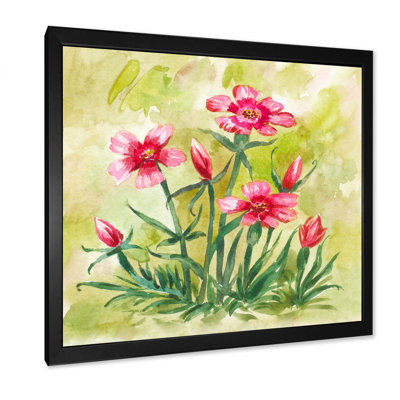 " Pink Dianthus Glacia Blossoming In The Field " Painting Print