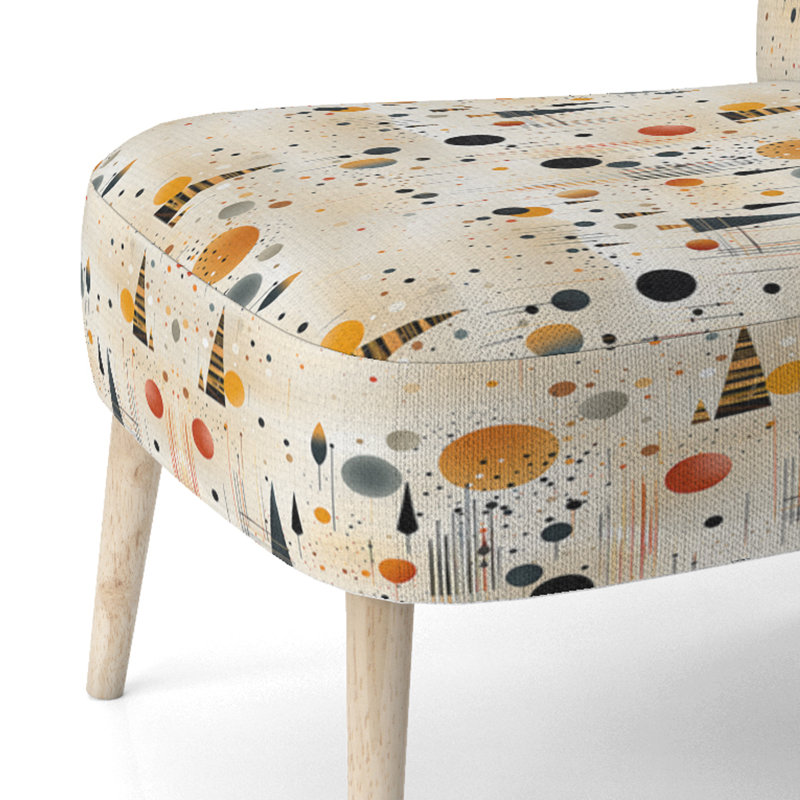 Chaise d'appoint décorative moderne et contemporaine en velours à pois gris et jaune