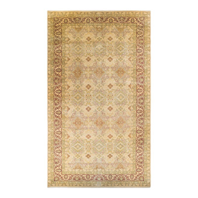 Tapis unique noué à la main Pompey - doré, 10 pi 1 po x 18 pi 1 po