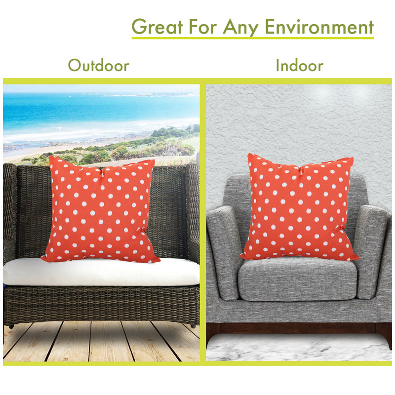 Ikat Dot Outdoor Pillow Cover & Insert, Orange, Extra Large