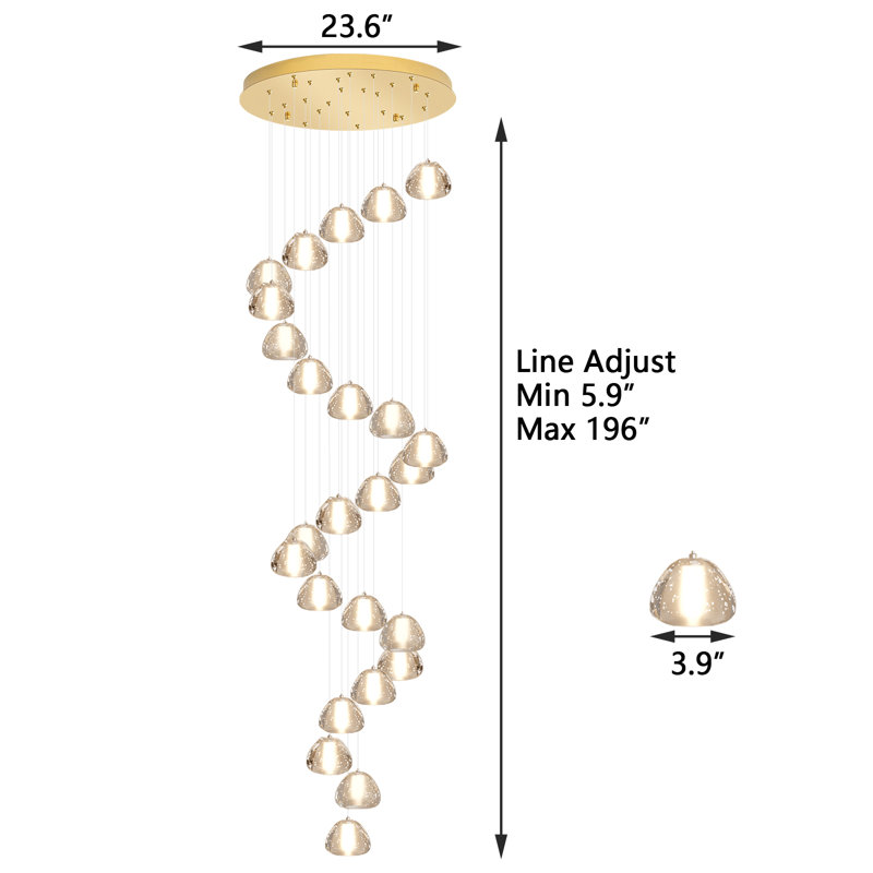 25 - Light Dome Crystal Chandelier, Doré